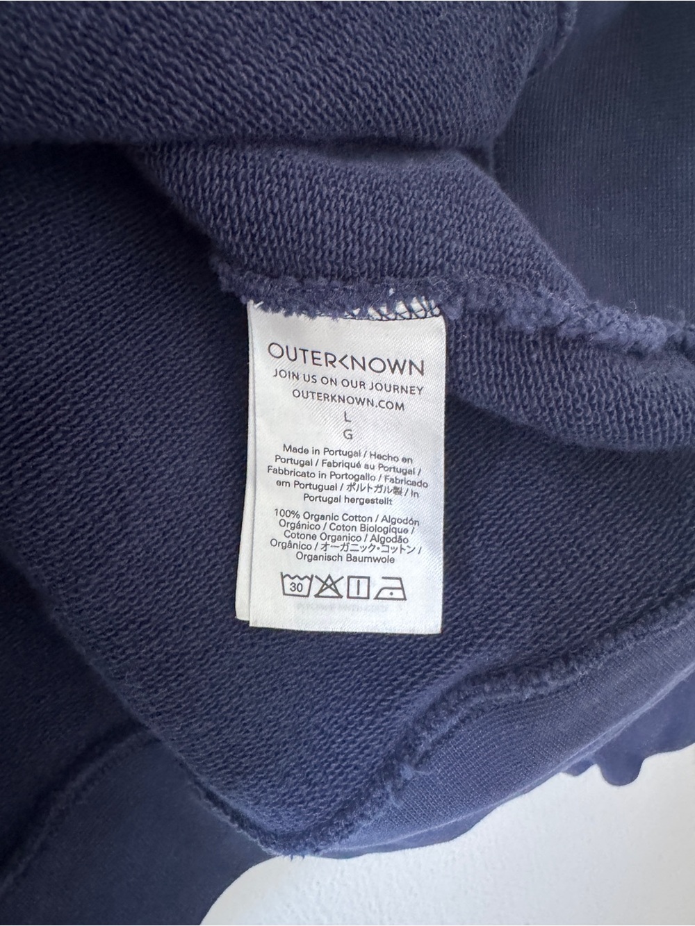 Outerknown Organic Cotton Crewneck Sweatshirt – Navy Blue – Large - Picture 5 of 6